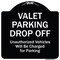 Signmission Designer Series-Valet Parking Drop Off Unauthorized Vehicles Will Charged F, 18" x 18", BW-1818-9874 A-DES-BW-1818-9874 - alternate 1
